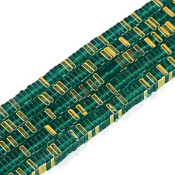 чирок Стеклянные бусины с гальваническим покрытием , Heishi бусы, квадратный, зелено-синие, 3x3x1 мм, отверстие : 0.9 мм, около 210 шт / нитка, 14.96~16.54'' (38~42 см)