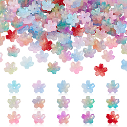 (52) Непрозрачная лаванда 150 шт. 15 цветные прозрачные стеклянные колпачки для бусин, 5-лепестков цветка, два тона, с блеском порошок, разноцветные, 10 мм, 10 шт / цвет