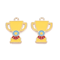 Gold Alloy Enamel Pendants, Trophy Charms, Light Gold, Gold, 22x17x1mm, Hole: 1.6mm