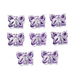Dark Violet Plating Transparent Acrylic Beads, Metal Enlaced, Butterfly, Dark Violet, 11x14.5x5mm, Hole: 1.8mm, about 740pcs/500g