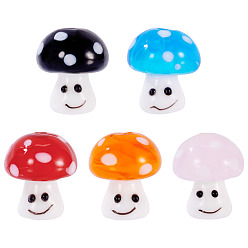 (52) Непрозрачная лаванда 5 бусины лэмпворк ручной работы, гриб смайлик, разноцветные, 16x14 мм, отверстие : 1.8 мм