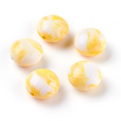 Желтый Акриловые бусины, имитация драгоценных камней, рондель, желтые, 15.5~16x10 мм, Отверстие : 2 мм , около 320 шт / 500 г