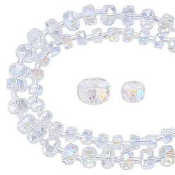 Прозрачный 2 пряди 2 цвета гальванических стеклянных бусин пряди, rodelle, facrted, прозрачные, 6~8x4~5 мм, отверстие : 1 мм, 1 прядь / стиль