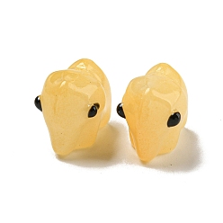 Золотистый Прозрачные стеклянные бусины ручной работы, бусины ручной работы, с эмалью, слон, золотые, 11x9.5x14.5 мм, отверстие : 1.2~1.4 мм