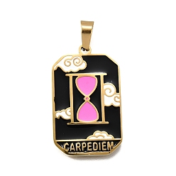 Другие Таро 304 эмалевые подвески из нержавеющей стали, ионное покрытие (ip), реальный 18 k позолоченный, песчаный петух, 32x19.5x2 мм, отверстие : 7x3.5 мм