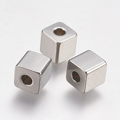 Stainless Steel Color Tarnish Resistant 304 Stainless Steel Beads, Cube, Stainless Steel Color, 5x5x5mm, Hole: 2mm