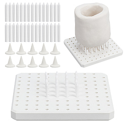 White Square Aluminum Oxide Ceramic Porous Refractory Mats with 60Pcs Kiln Frame Support Nails, 25Pcs Aluminum Oxide Ceramic Refractory Support Nail, White, 100x100x10.5mm