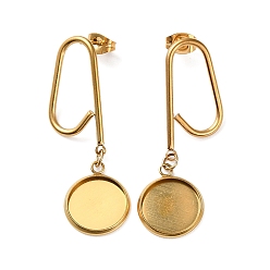 Golden 304 Edelstahl-Bolzenohrring Entdeckungen, Ohrring Ersatzteile, Flachrund, golden, 44x21 mm, Stift: 0.8 mm, Fach: 12 mm