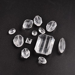 Clear Transparent Acrylic Beads, Faceted, Mixed Style, Clear, 14~45x7~33x7~20mm, Hole: 2~3mm