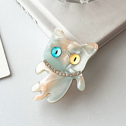 Средний Аквамарин Заколки из кожи аллигатора из ацетата целлюлозы (смола), кошка, средний аквамарин, 44x30x14 мм