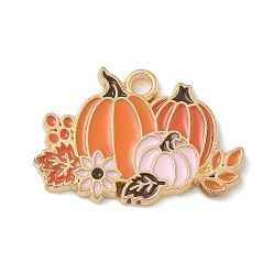 Тыква Подвески из сплава на день благодарения, с эмалью, золотые, тыква, 17x25x1.6 мм, отверстие : 2 мм