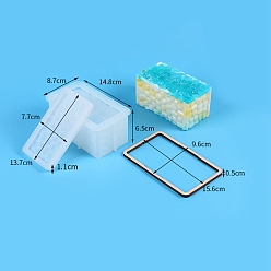 Rectangle Food Grade DIY Silicone Box Molds, Decoration Making, Resin Casting Molds, For UV Resin, Epoxy Resin Jewelry Making, Rectangle, 137~148x77~87x11~65mm, 3pcs/set