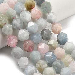 Класс A Природные морганит нитей бисера, граненые, звезды вырезать круглые бусы, класс А, 9.5~10x9~10x9~10 мм, отверстие : 0.6~0.7 мм, около 40~41 шт / нитка, 15.75~16.26'' (40~41.3 см)