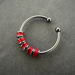 Красный 304 эмалированный диск из нержавеющей стали с регулируемыми открытыми кольцами, снять беспокойство манжеты кольца, цвет нержавеющей стали, красные, внутренний диаметр: регулируемый