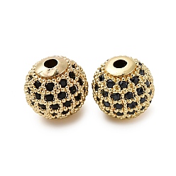 Золотой Стойки обшивки латунь кубического циркония бусы, долговечный, круглые, золотые, 9.5~10x9~9.5 мм, отверстие : 2 мм