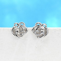 Цветок 925 стерлингового серебра серьги стержня, платина, цветок, 5x5 мм