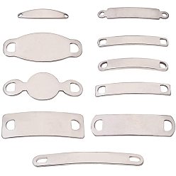 Stainless Steel Color 304 Stainless Steel Links connectors, Blank Tag, Rectangle & Oval & Flat Round, Stainless Steel Color, 7.4x7.2x1.7cm, 50pcs/box