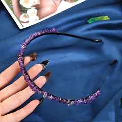 Аметист Резинки для волос из натурального аметиста, аксессуары для волос для женщин и девочек, 150x130x10 мм