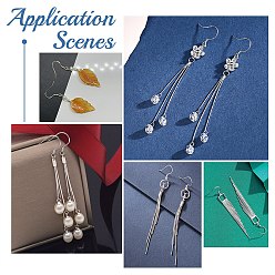 Stainless Steel Color 304 Stainless Steel French Earring Hooks, Flat Earring Hooks, Ear Wire, with Horizontal Loop, Stainless Steel Color, 14x17x2mm, Hole: 2mm, 21 Gauge, Pin: 0.7mm