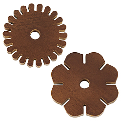 Кокосово-Коричневый 2шт 2 стили деревянные браслеты вязальщицы, диск для плетения браслета, цветок, кокосового коричневый, 8~8.45x1.1 см, Внутренний диаметр: 1.2 cm, 1 шт / стиль