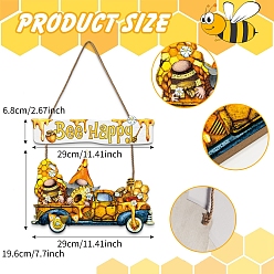 Gnome Деревянный кулон в виде пчел и слов, подвесная табличка для украшения стены дома, гном, Кулон : 264x290x5 мм