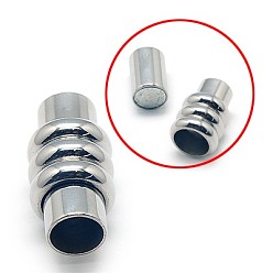 Stainless Steel Color Tarnish Resistant 304 Stainless Steel Magnetic Clasps with Glue-in Ends, Column, Stainless Steel Color, 20x10mm