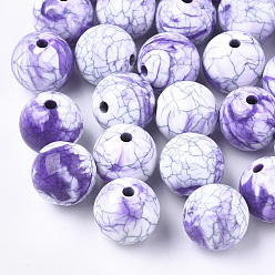 Сине-фиолетовый Бисера треск акриловые, бусы из искусственного камня, круглые, синий фиолетовый, 12.5~13 мм, Отверстие : 2 мм , около 340 шт / 500 г