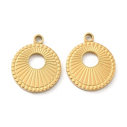 Настоящее золото 18K Ионное покрытие (ip) 316 l подвески из хирургической нержавеющей стали, без никеля , плоский круглый шарм, реальный 18 k позолоченный, 13.5x11x1.5 мм, отверстие : 1.5 мм