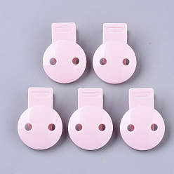 Pink ABS Plastic Baby Pacifier Holder Clip, with Stainless Steel Clips, Flat Round, Pink, 48.5x35x20mm, Hole: 3x13.5mm