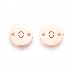 Number Номера 304 звенья из нержавеющей стали, лазерная резка, вакуумное покрытие pvd, для изготовления ювелирных изделий, плоские круглые с пит. 0, розовое золото , кол. 0, 10x1 мм, отверстие : 1.4 мм