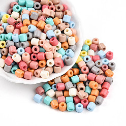 (52) Непрозрачная лаванда Стеклянный бисер непрозрачных цветов, баррель, разноцветные, 6~6.5x6~6.5 мм, отверстие : 2.5 мм, Около 1215 шт / фунт