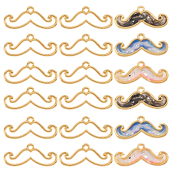 Golden 20Pcs Beard Alloy Small Handmade Pendant, Epoxy Frame Charms, Golden, 13x31x2.5mm, Hole: 2mm, 20pcs/box