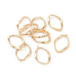 Настоящее золото 18K Латунные подвески, твист, реальный 18 k позолоченный, 26.5x18x1.5 мм, отверстие : 0.8 мм