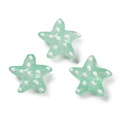 Бирюза Бусы лэмпворк ручной работы, звезда в горошек, бирюзовые, 13~14.5x15~15.5x6.5~7 мм, отверстие : 1.2 мм, около 29~30 шт / нитка, 35.6~37.5 см