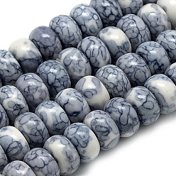 Prussian Blue Synthetic Ocean White Jade Beads Strands, Dyed, Rondelle, Prussian Blue, 10x5~6mm, Hole: 1.5mm about 72pcs/strand, 16.3 inch