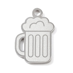 Stainless Steel Color 304 Stainless Steel Pendants, Beer Charms, Hand Polished, Stainless Steel Color, 18x12x1.4mm, Hole: 1.8mm