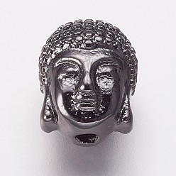 Gunmetal Brass Beads, Cadmium Free & Lead Free, Buddha Head, Gunmetal, 11x9x8.5mm, Hole: 1.5mm