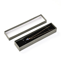 Цвет Оливы Прямоугольная бумажная шкатулка для драгоценностей, крышка с защелкой, с губчатым ковриком, для упаковки ожерелья, оливковый, 24x5.5x3.5 см