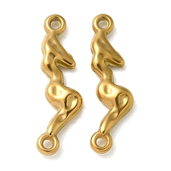 Настоящее золото 18K Ионное покрытие (ip) 304 текстурированные нерегулярные соединительные элементы из нержавеющей стали, реальный 18 k позолоченный, 18x27x3.5 мм, отверстие : 1.5 мм