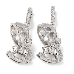 Платина Латунный микро-паве кубический цирконий, за половину пробурено бисера, стойки покрытие, долговечный, платина, 34 мм, штифты : 0.7 мм