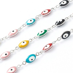 (52) Непрозрачная лаванда 304 цепи эмалированные из нержавеющей стали, овальный сглаз, несварные, с катушкой, цвет нержавеющей стали, разноцветные, 15x6x3 мм, 16.4 футов (5 м) / рулон