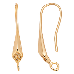 Настоящее золото 24K 30 шт. экологически чистые латунные крючки для сережек с покрытием стойки, с горизонтальной петлей и оправой для страз, без свинца и без кадмия, реальный 24 k позолоченный, 29x4.5 мм, отверстие : 1.5 мм, 21 датчик, штифты : 0.7 мм, пригодный для стразов 1 мм