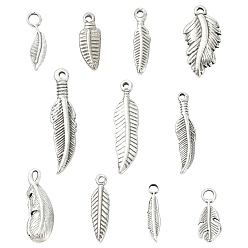 Нержавеющая Сталь Цвет 11 шт 11 стили 304 подвески из нержавеющей стали, перо, цвет нержавеющей стали, 15~28x3~10 мм, 1 шт / стиль