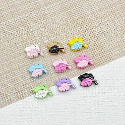 (52) Непрозрачная лаванда Бусины из сплава эмали для выпечки, лист, разноцветные, 20.5x13x7 мм, отверстие : 1.7 мм, 9 шт / комплект