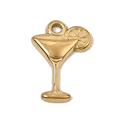 Real 18K Gold Plated 304 Stainless Steel Pendants, Lemon Drink Charms, Ion Plating(IP), Real 18K Gold Plated, 18.5x13x2mm, Hole: 1.7mm