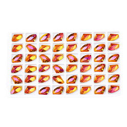 Orange 48 cabochons de strass en verre, accessoires nail art de décoration, facette, orange, 14x9x5mm
