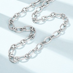 Color de Acero Inoxidable 8mm 304 Collares de cadena ovalada texturizada de acero inoxidable, libre de deslustre, color acero inoxidable, 16.85 pulgada (42.8 cm)