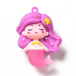 Орхидея Подвески из пвх в форме русалки, сиреневые, 53.5x37x22 мм, отверстие : 3 мм