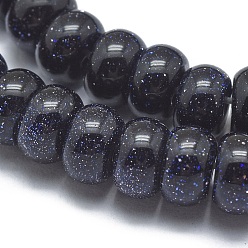 Blue Goldstone Synthetic Blue Goldstone Beads Strands, Rondelle, 6x3~4mm, Hole: 1mm, about 101pcs/strand, 15.3 inch(39cm)