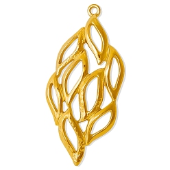 Золотой 304 из нержавеющей стали большие кулоны, амулет из полых листьев, золотые, 52x24 мм